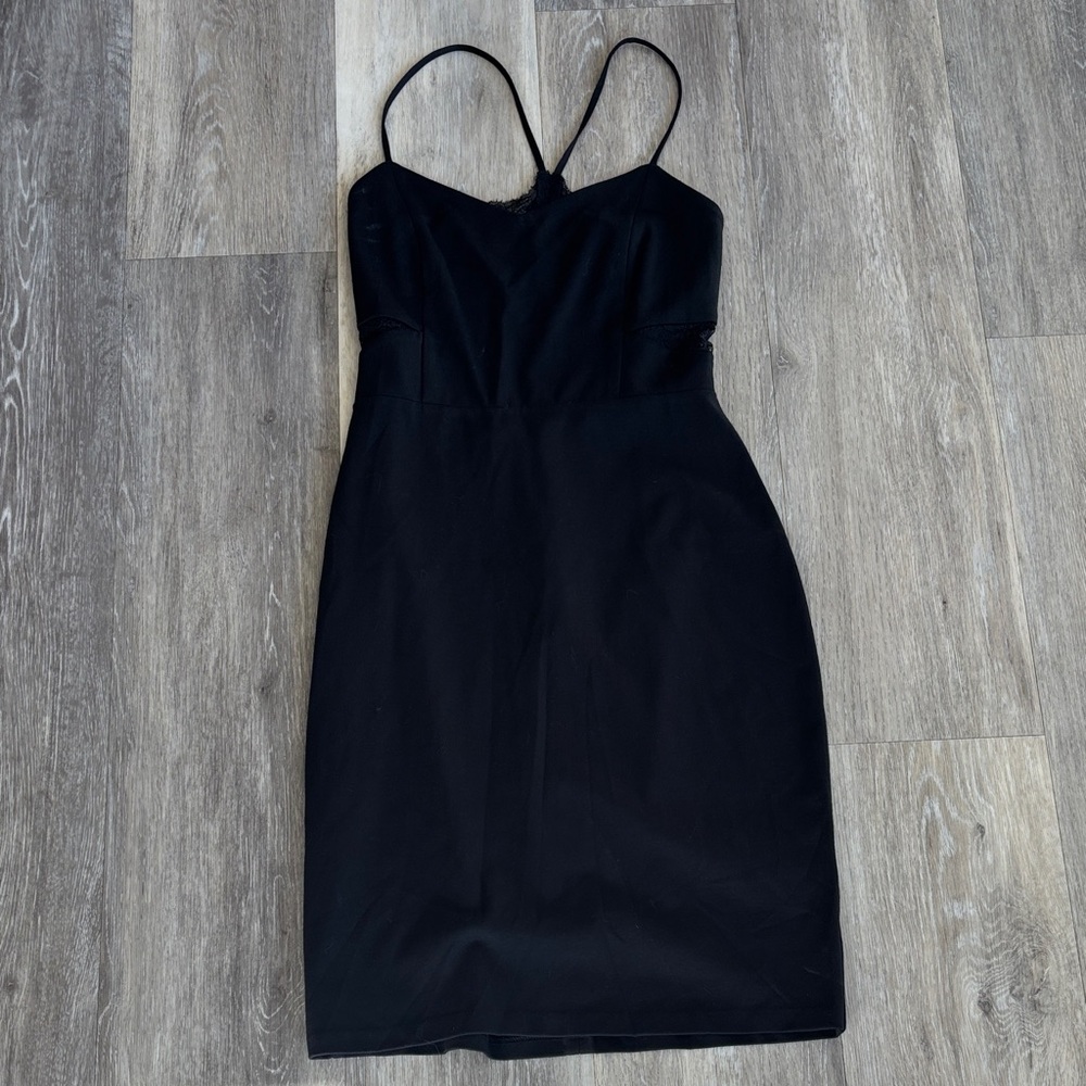 Express Black Midi Dress with Spaghetti Straps